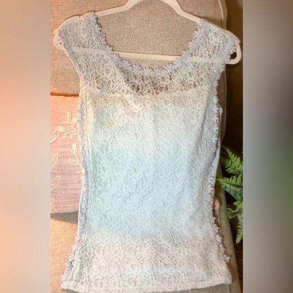Express size M Lace/cotton top. Icy aqua green - Picture 1 of 4